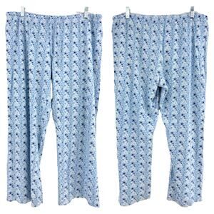 Sears LARGE Women's Blue Stars Pajama Bottoms Pants Elastic Waist
